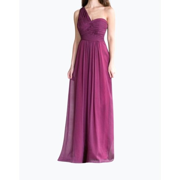 Alfred Angelo One-Shoulder Purple Chiffon Bridesmaid/Prom/Formal Dress Size 6 - Picture 1 of 13